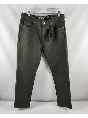 Vintage Genes Black Jeans Mens 34x30 Green Slim Fit Denim NWT
